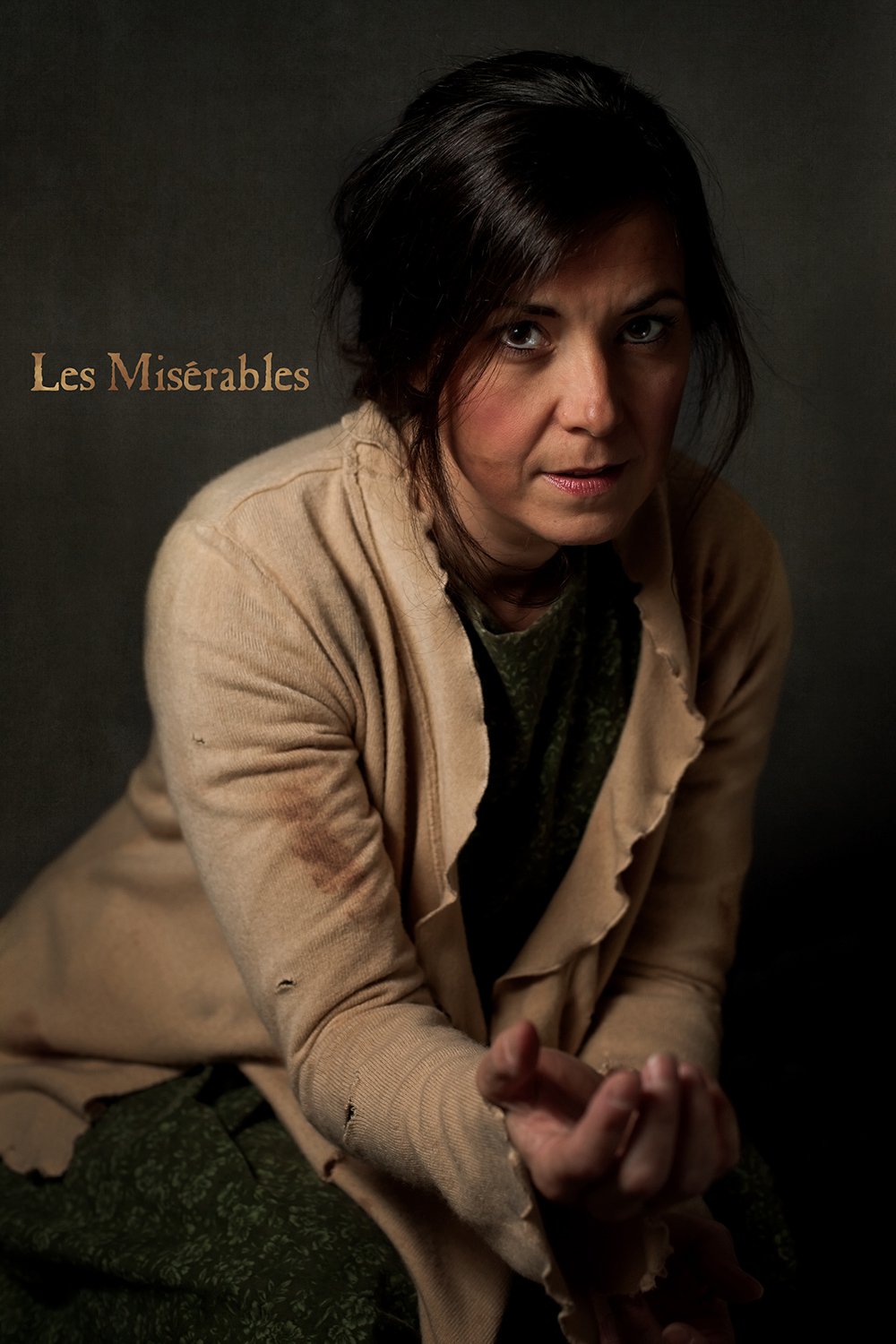Emma Lee Kurts performing an emotional dramatic scene inspired by Les Misérables during a theater and acting production at Hickory Arts.