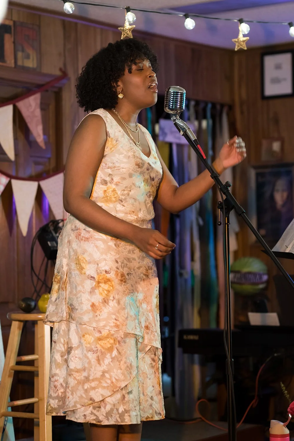 Student performing a vocal song during voice lessons and live performance training at Hickory Arts in Hickory, North Carolina.
