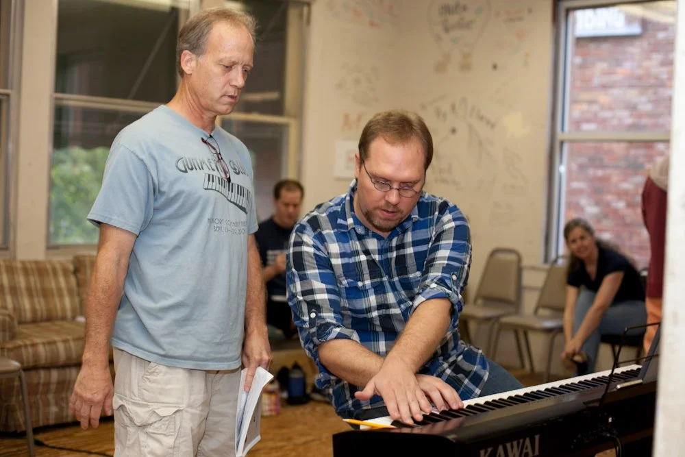 Voice student receiving private vocal coaching and piano-based instruction during a singing lesson at Hickory Arts in Hickory, NC.