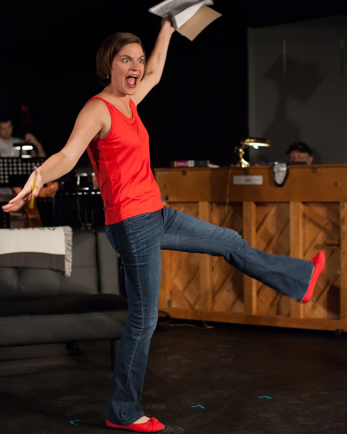Musical theatre and voice student performing during rehearsal at Hickory Arts music and acting studio in North Carolina.