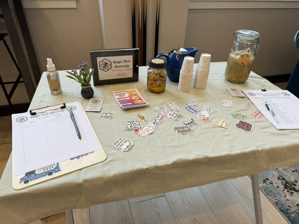 Sage Bee Synergy table set up