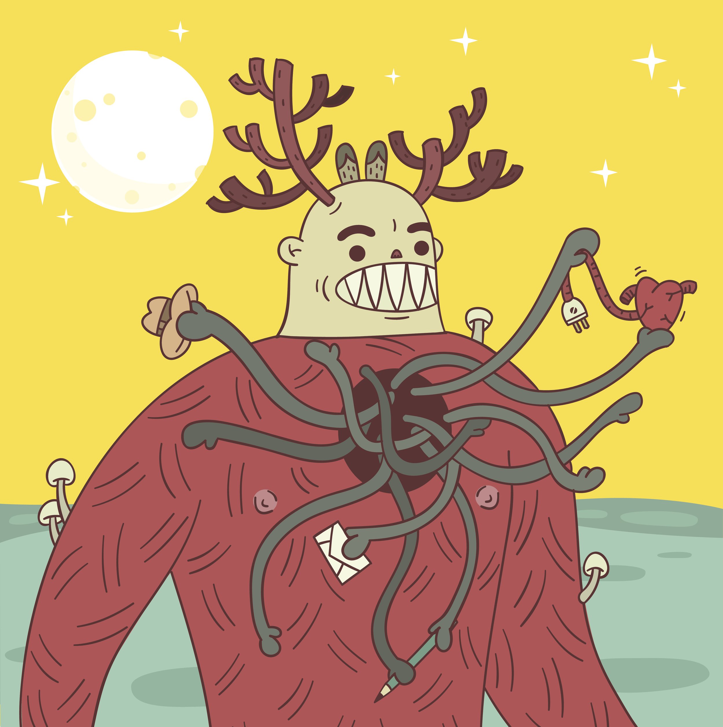 Giant and the heart. Editable eps10 vector file, Horned