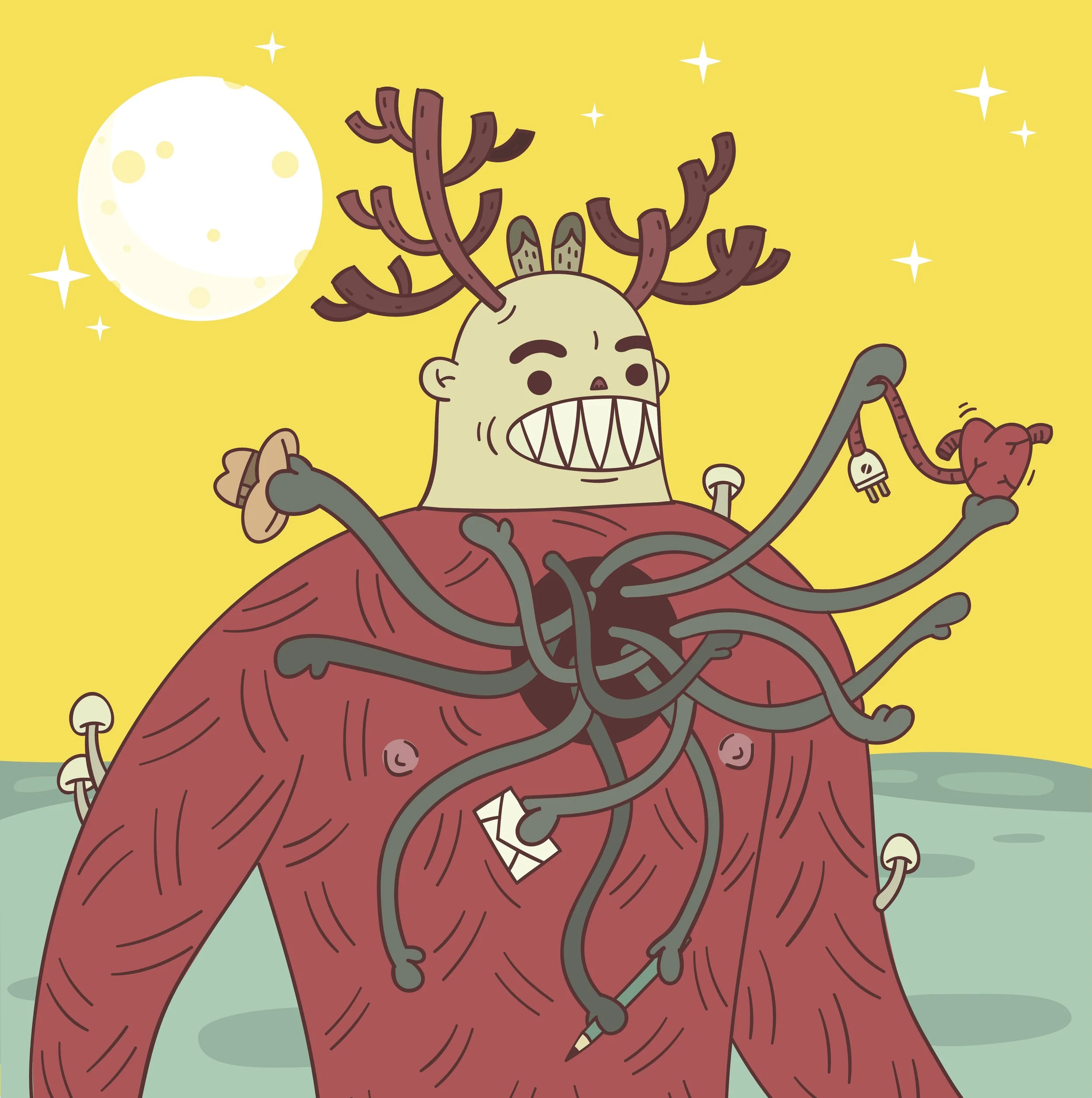Giant and the heart. Editable eps10 vector file.