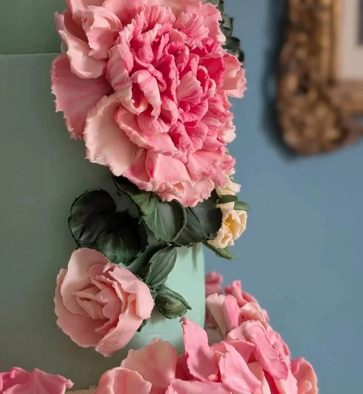 Luxury-bespoke-wedding-cakes-hand-sculpted-London-Green-Pink-Floral-Wedding-Cake-Wild-Autumn-6.jpg