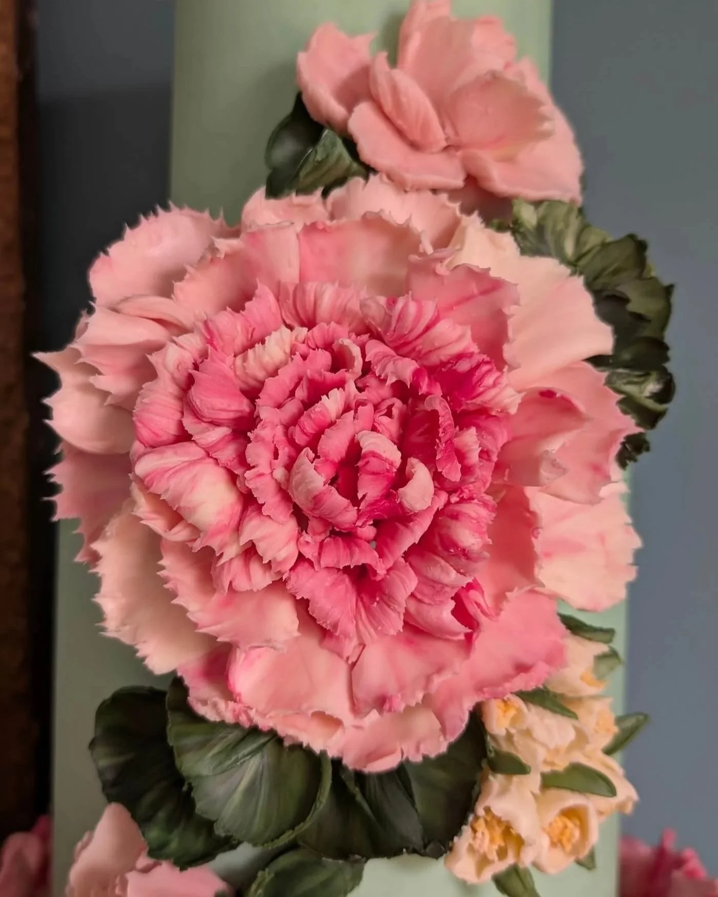 Luxury-bespoke-wedding-cakes-hand-sculpted-London-Green-Pink-Floral-Wedding-Cake-Wild-Autumn-3.jpg