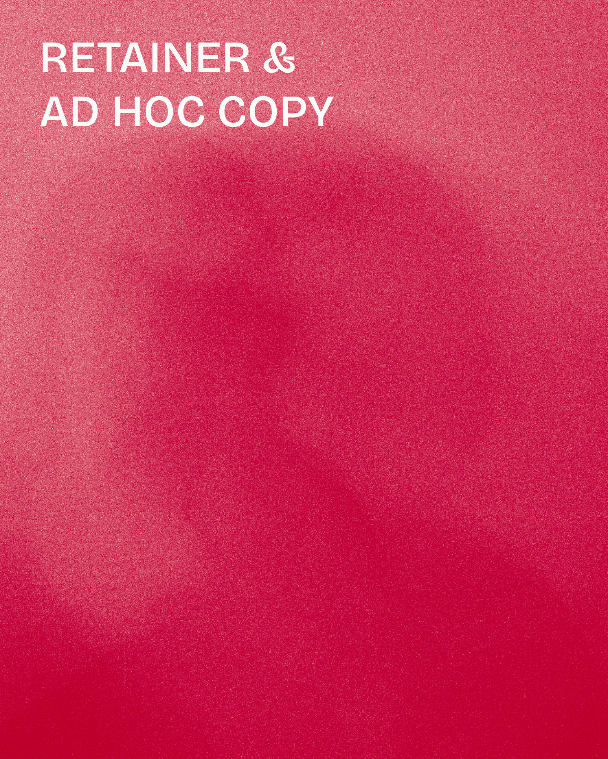 Abstract red gradient with Retainer and Ad Hoc Copy in white text
