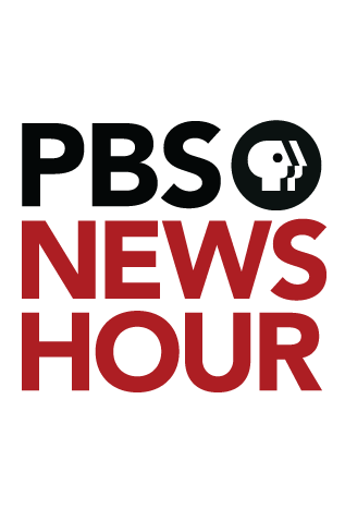 PBS NewsHour logo with a black background, white PBS logo, and red text saying 'NewsHour'.