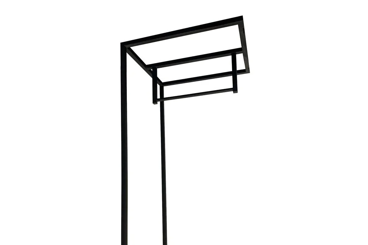 Custom black metal frame.