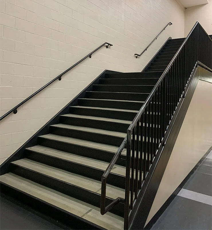 Multi-level custom interior hand rail.