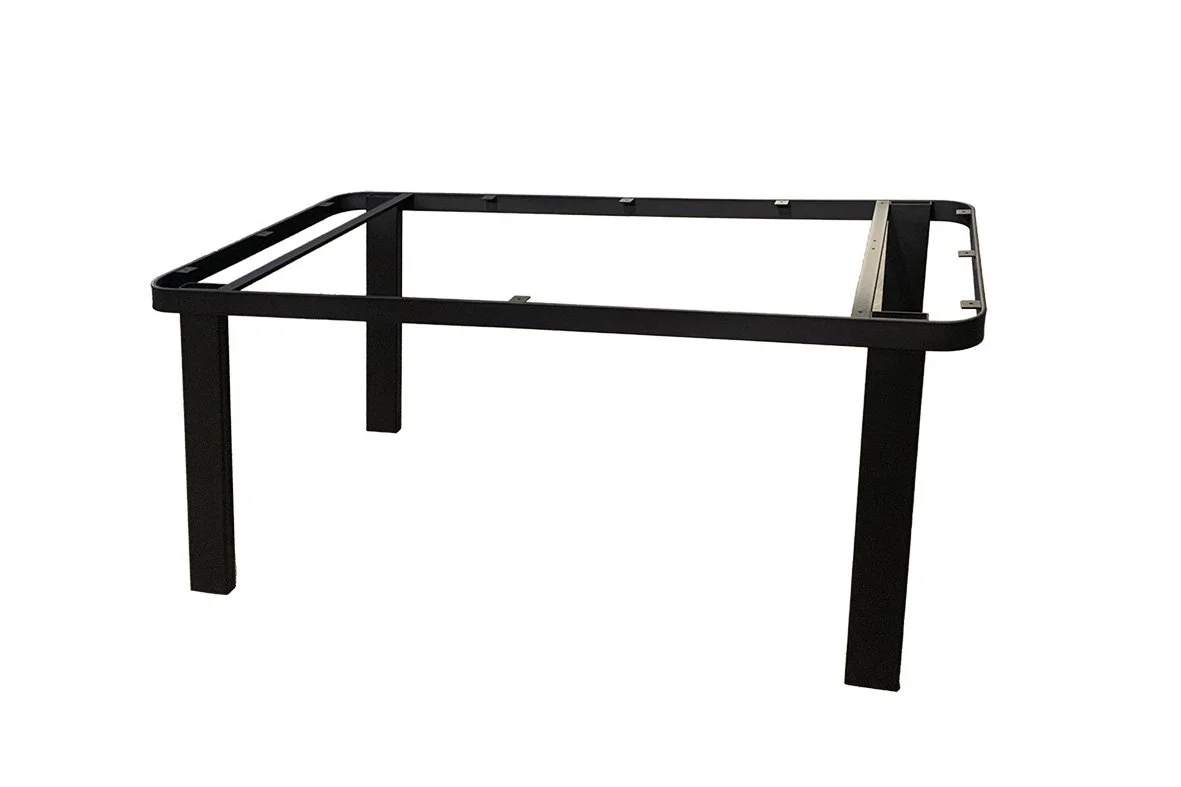 Black metal frame with four legs.