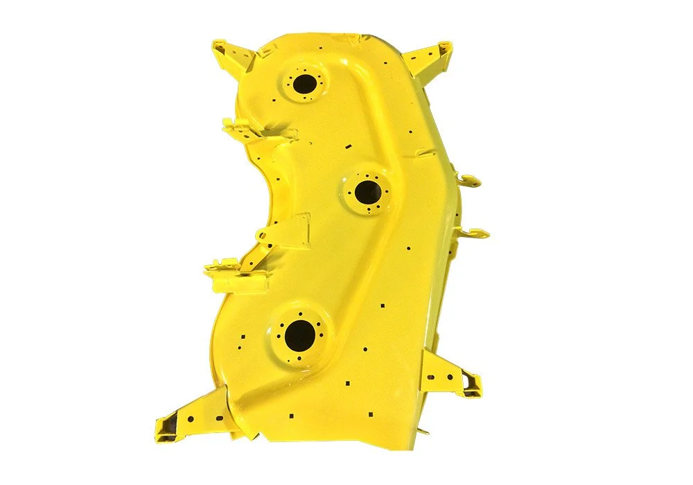 Yellow powder coated car components.