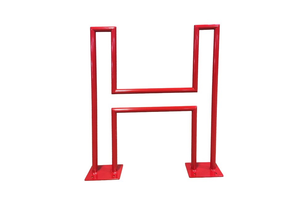  L-shaped, red metal bicycle rack