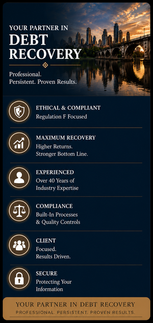 Professional Debt Recovery Service mobile banner featuring ethical commercial debt collection, compliance, and proven account recovery solutions.