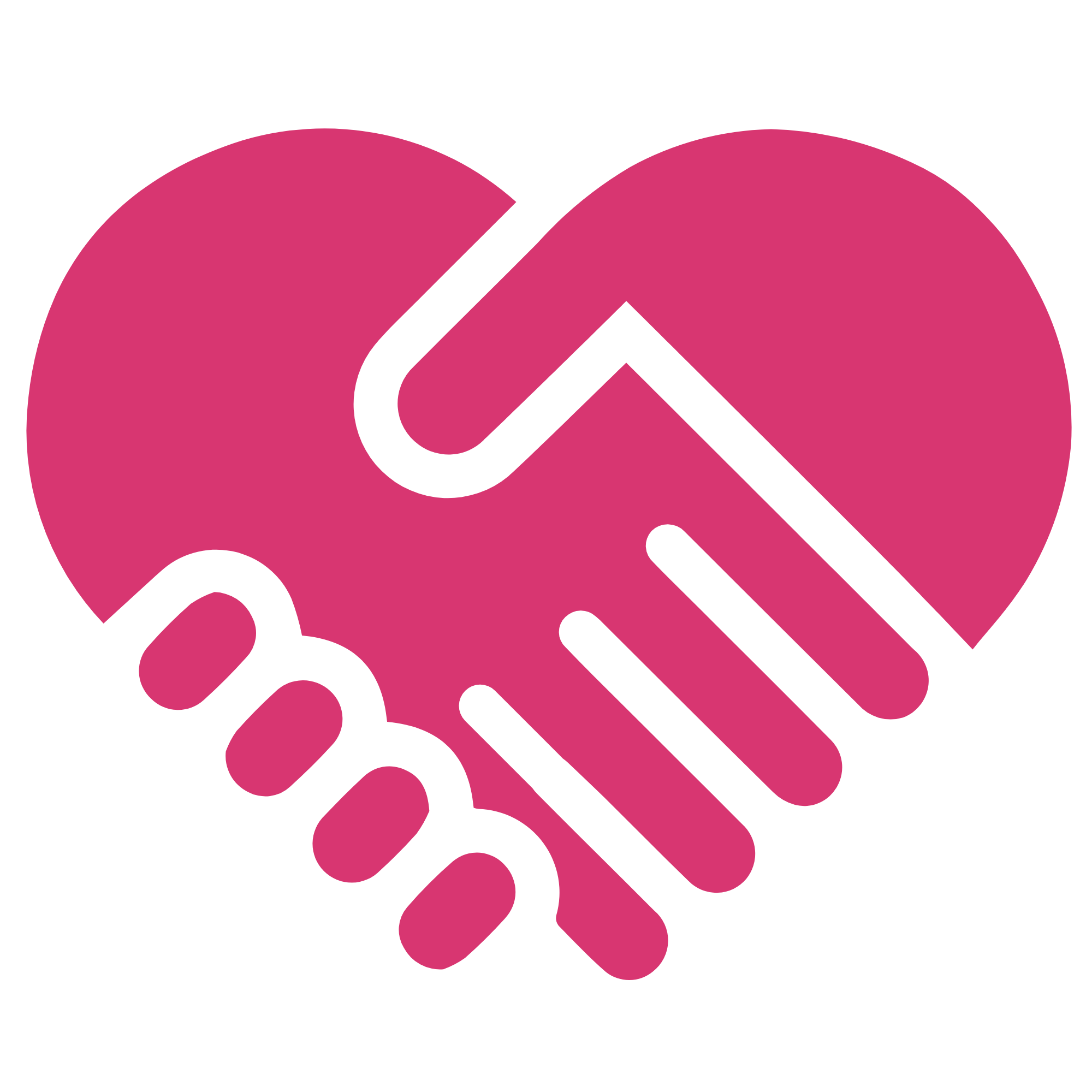 Pink heart with black outline and stylized black arrow cutting through the center, on a black background.