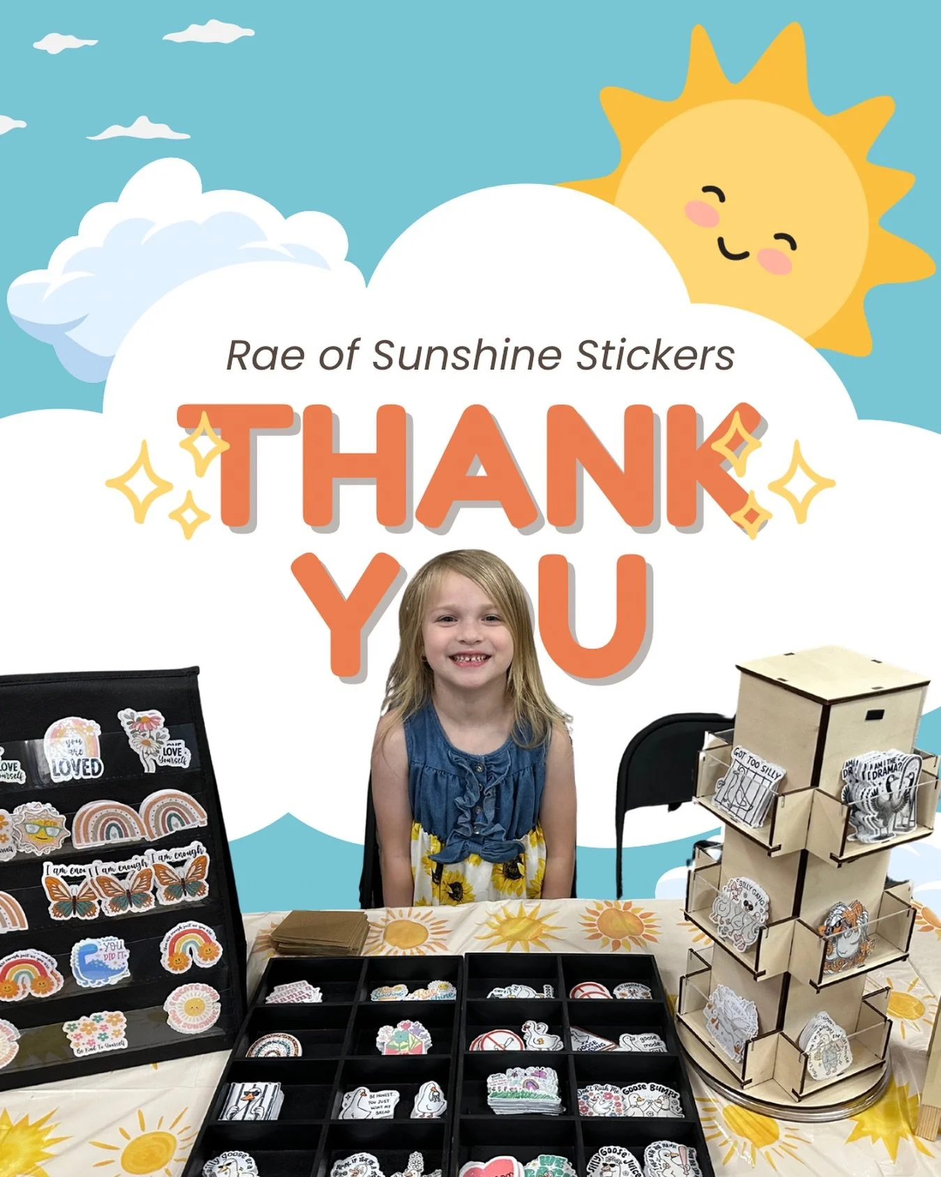 Thank you so much!! ☀️🧡

I had THE BEST time at @fantasticindoorswapmeet with the Vegas Kids Zone kid entrepreneur market this weekend! Every single person who stopped by, picked out a sticker, or just said hi made Rae&rsquo;s day. 🌻

We&rsquo;re j