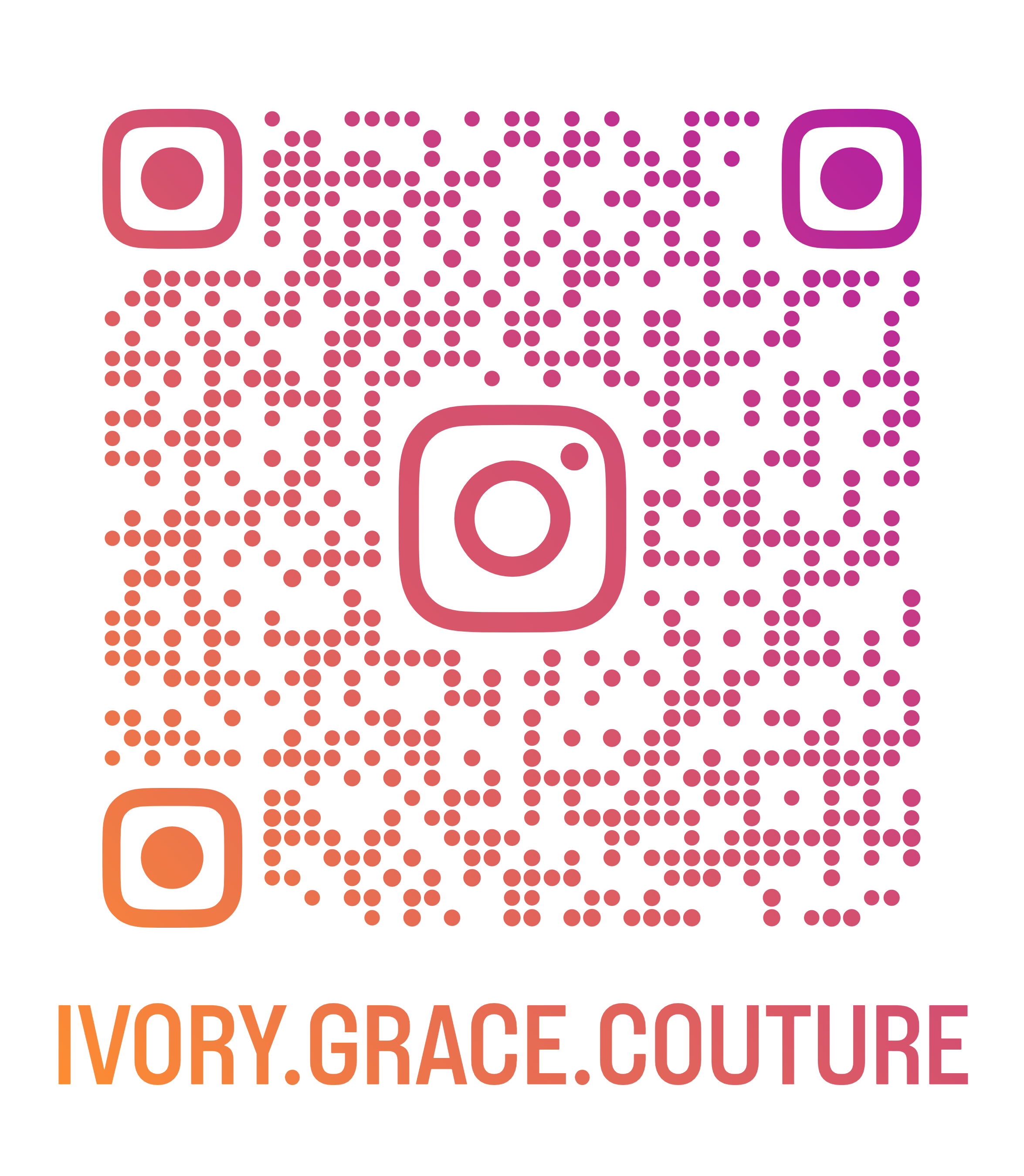 Instagram QR code with the text 'ivyroy.care.couture' at the bottom.
