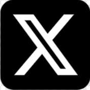Black square icon with a stylized white letter X