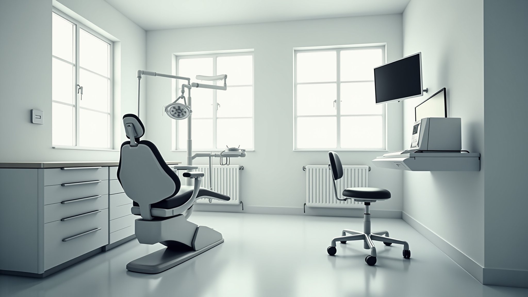 A modern dental treatment room prepared for a sedation procedure with advanced anesthesia equipment.