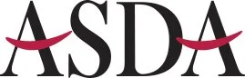 ASDA logo with black text and red curved lines