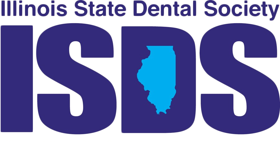 Logo for Illinois State Dental Society, with the abbreviation 'ISDS' and an outline of the state of Illinois in blue.