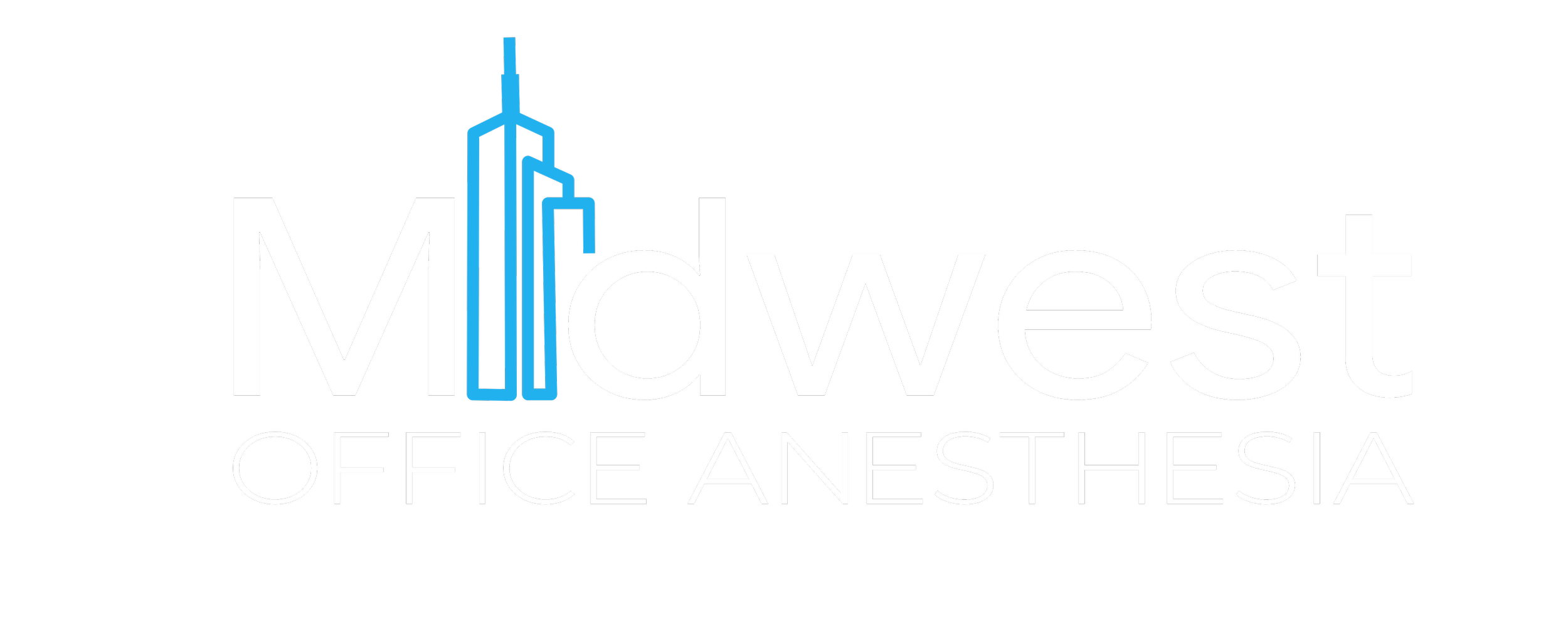Midwest Office Anesthesia logo featuring wording with skyscraper silhouette