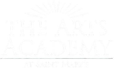 Logo of The Arts Academy at Saint Mary's with a stylized rising sun above text.