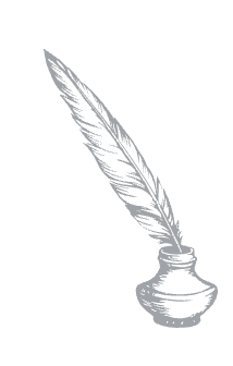 Ilustración de pluma y tintero clásicos.