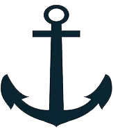 Black anchor icon with a ring at the top and two flukes at the bottom