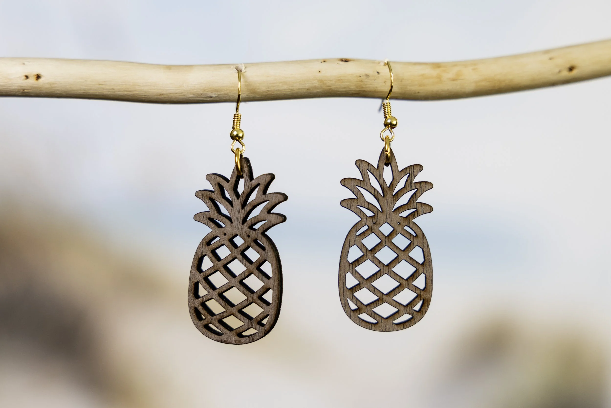 Pineapple Party Earrings - Walnut