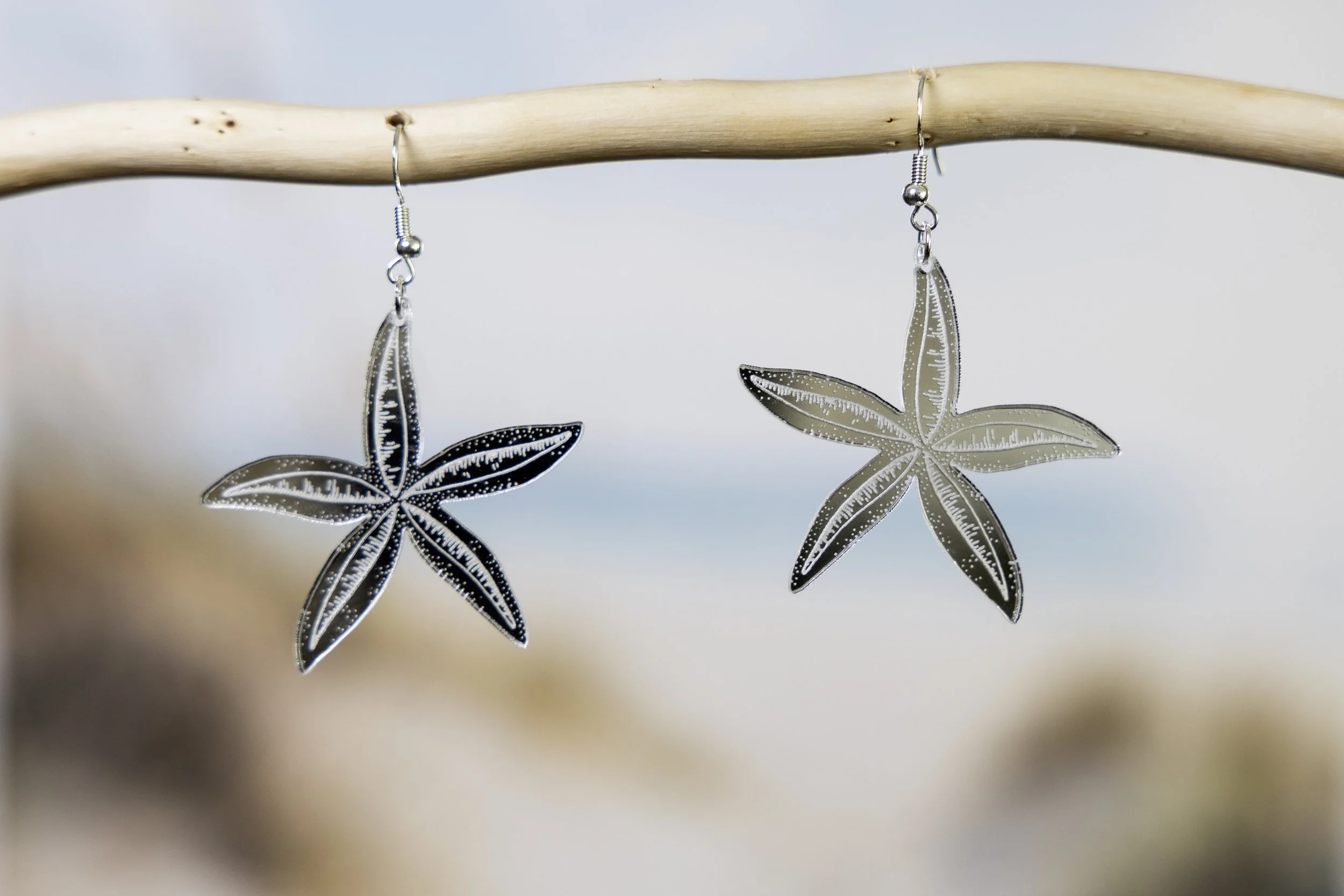 Silver Sea Star Earrings - Silver Mirror