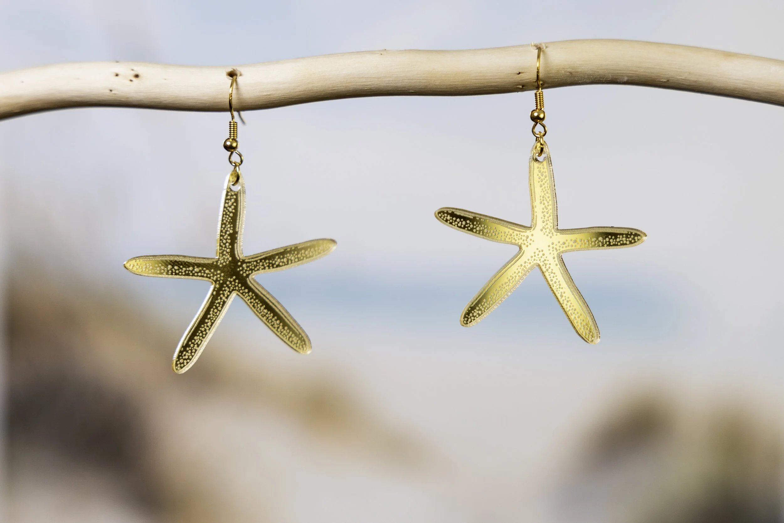 Golden Starfish Earrings - Gold Mirror