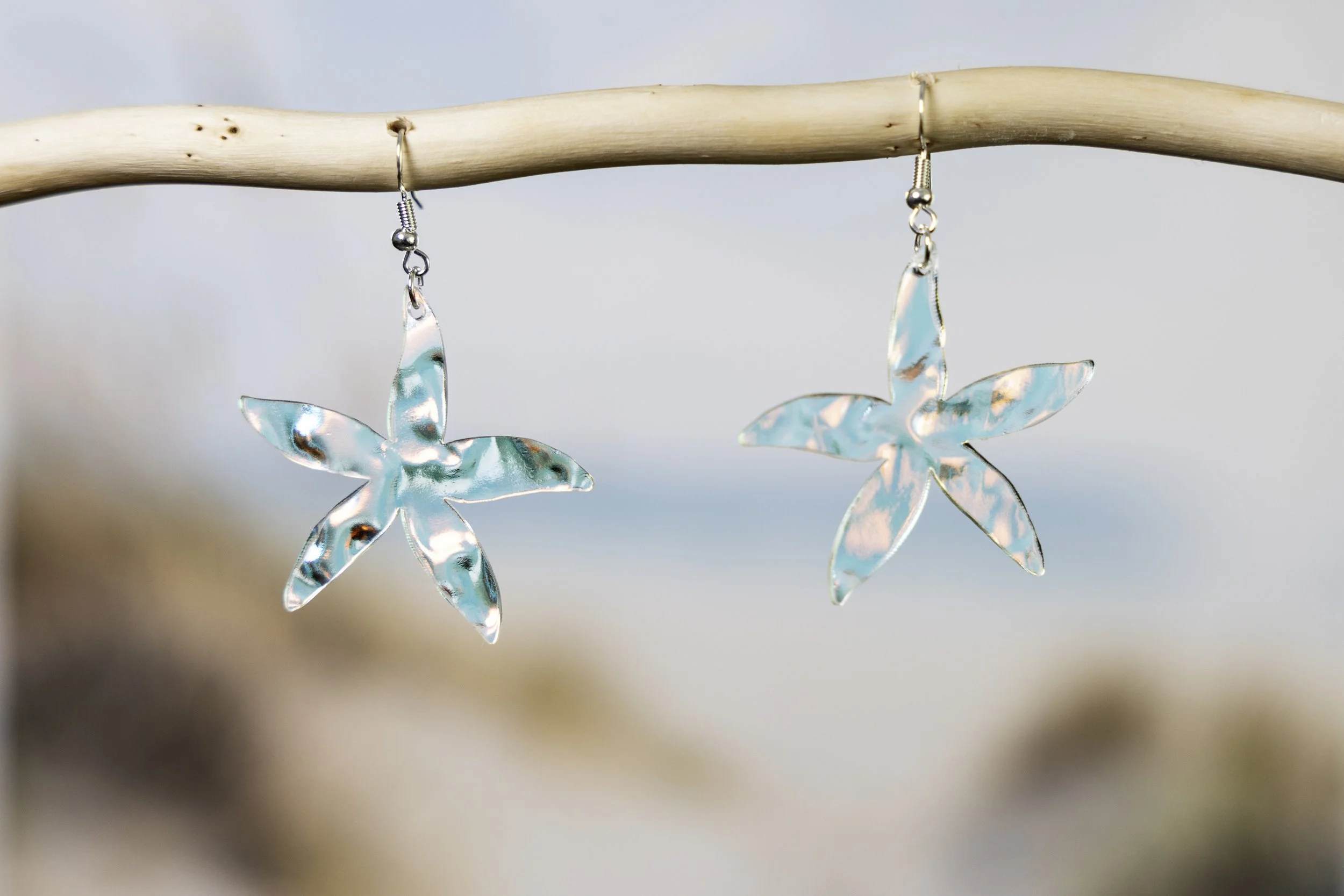 Sea Star Earrings - Iridescent Water Ripple