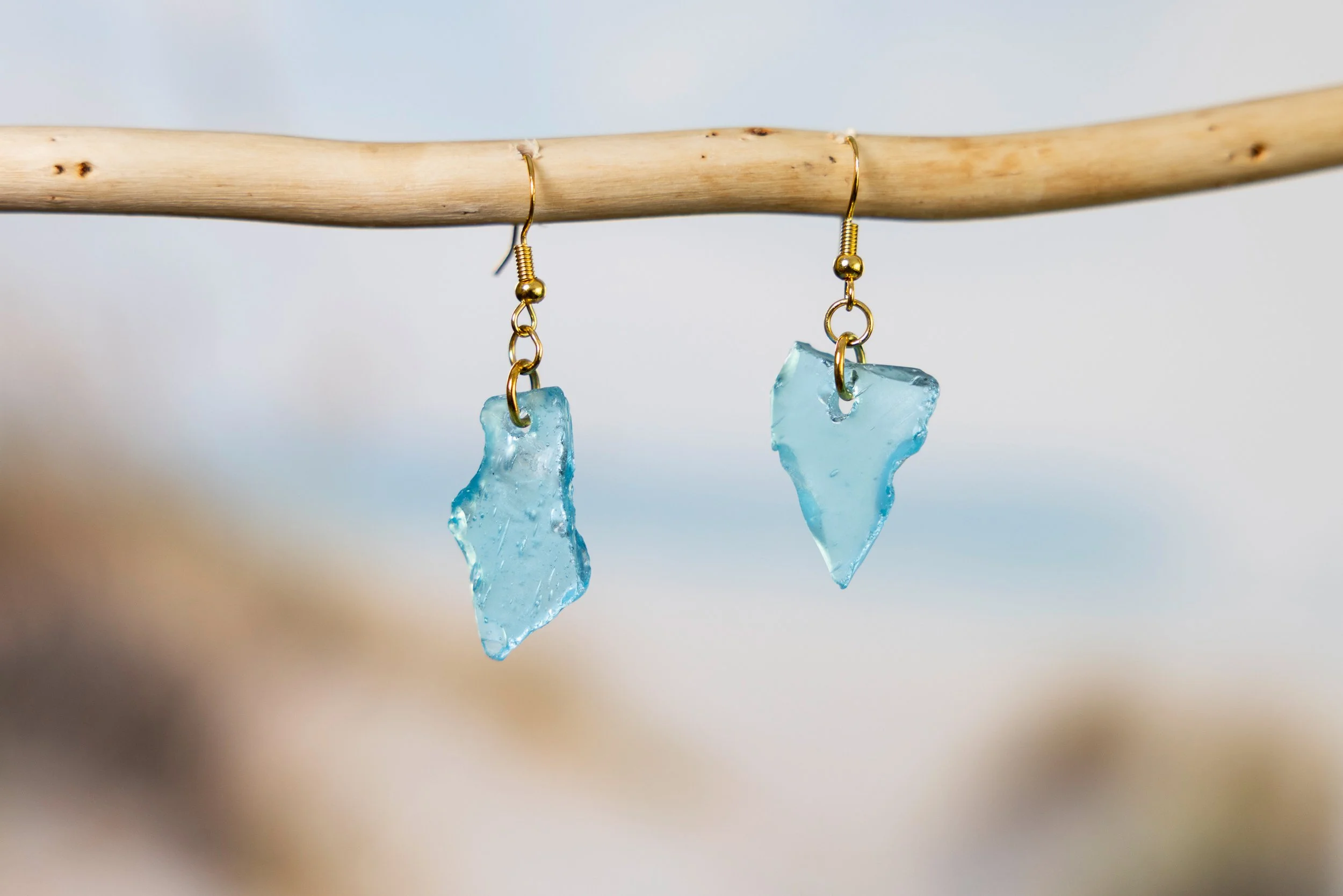 Sea Glass Earrings - Turquoise Blue