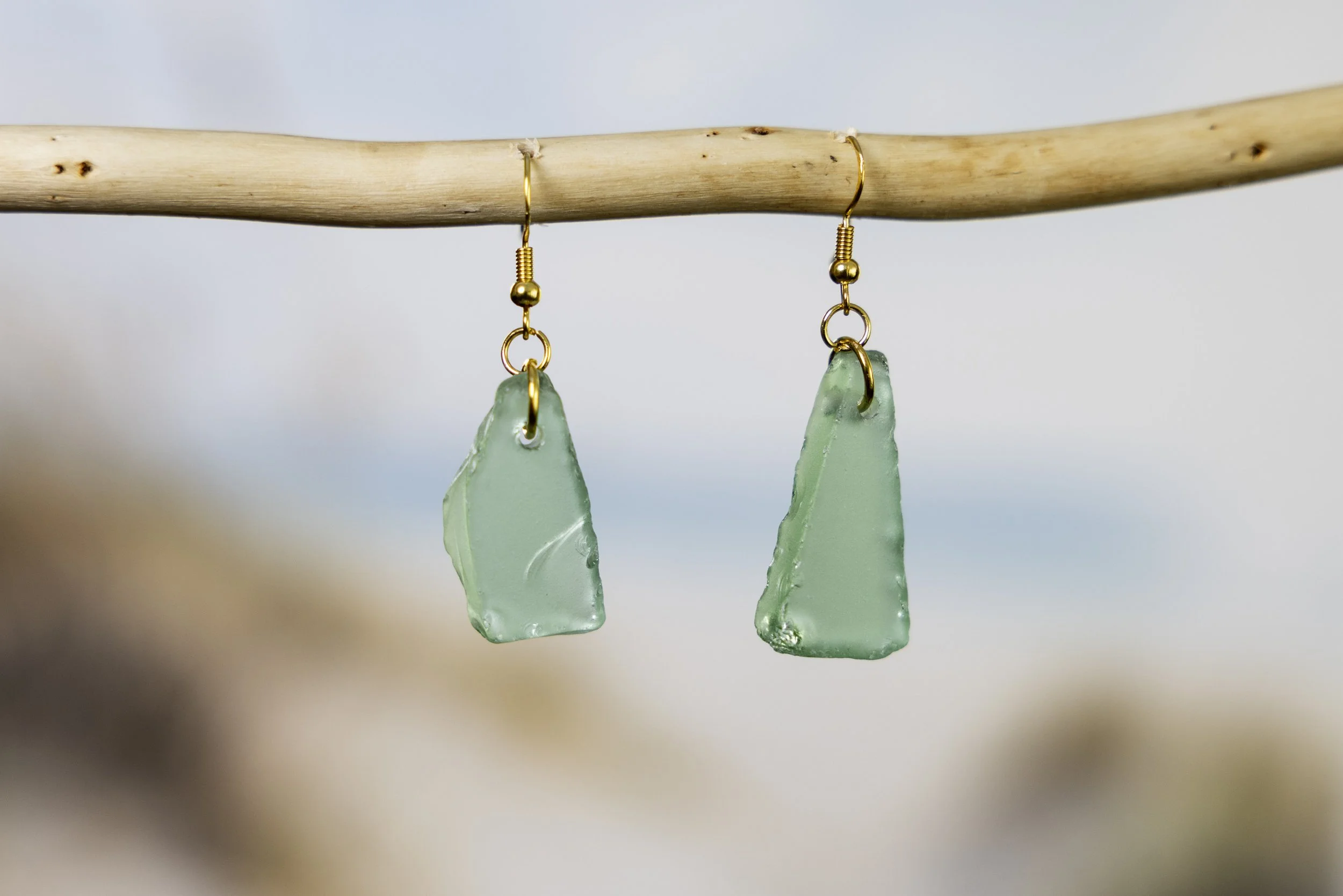 Sea Glass Earrings - Sage Green