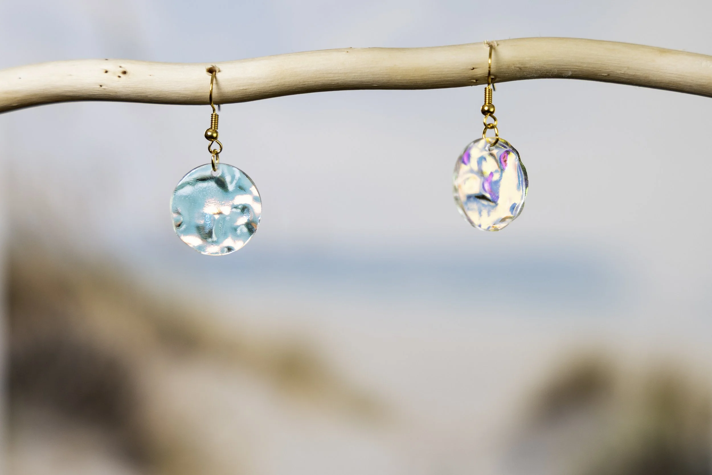 Ocean Mist Earrings - Iridescent Water Ripple