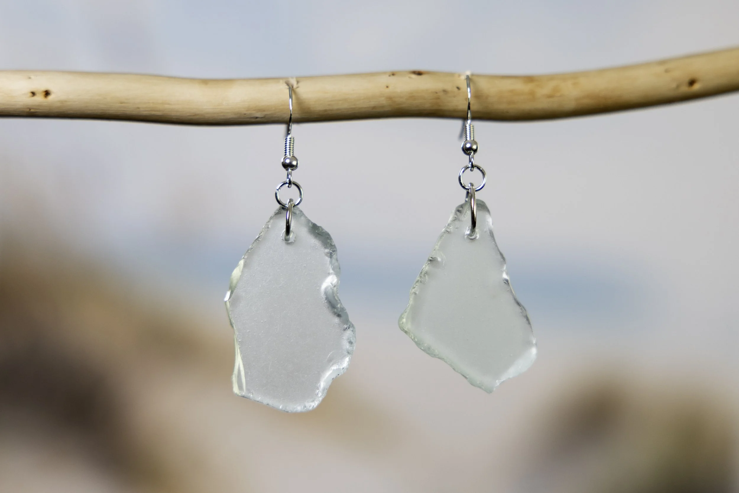 Sea Glass Earrings - Frosted Sea Foam