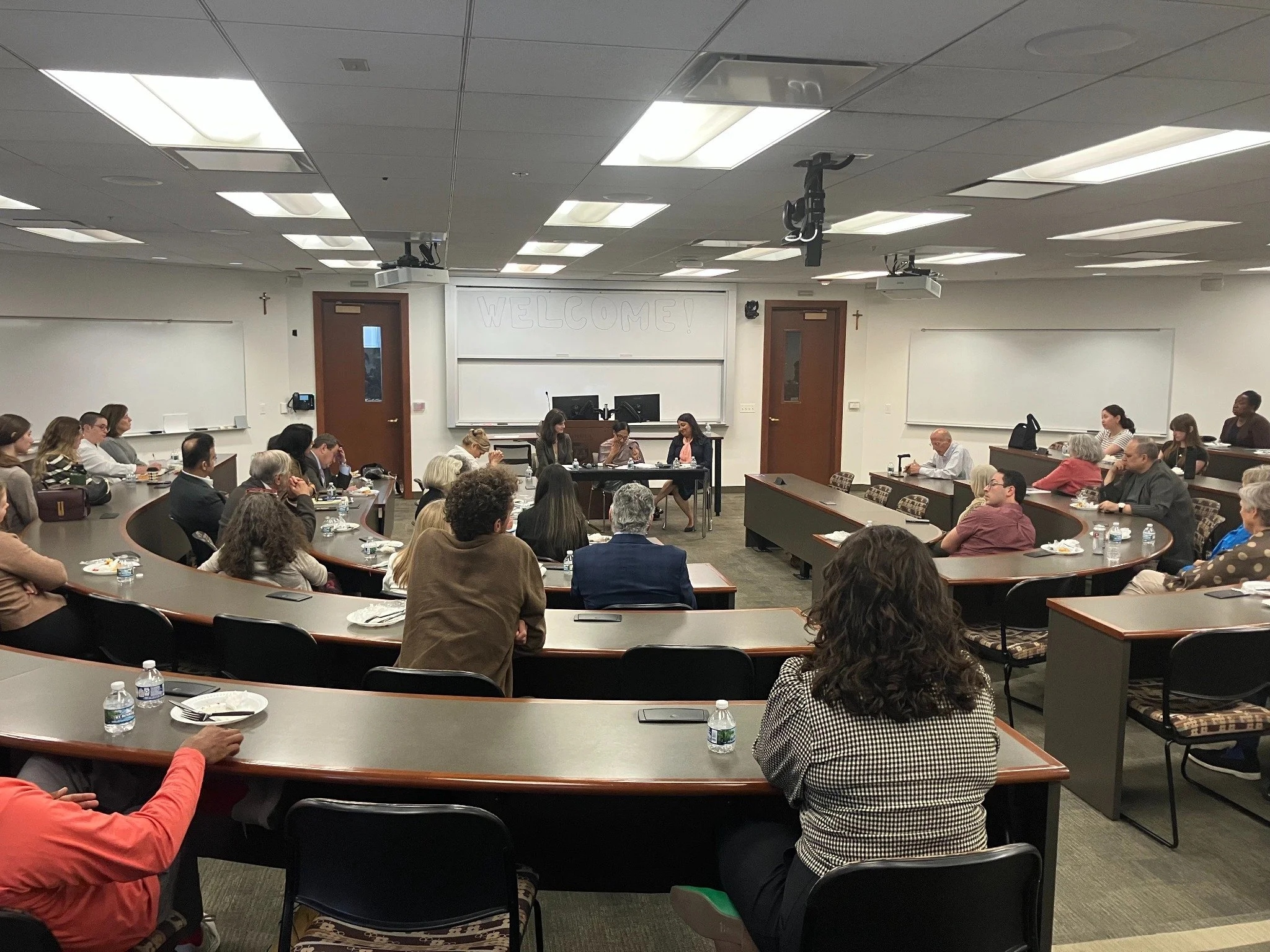 Wide view of panelists and audience during The Sharp Edge of Peace at Loyola University Chicago School of Law, September 11, 2026.