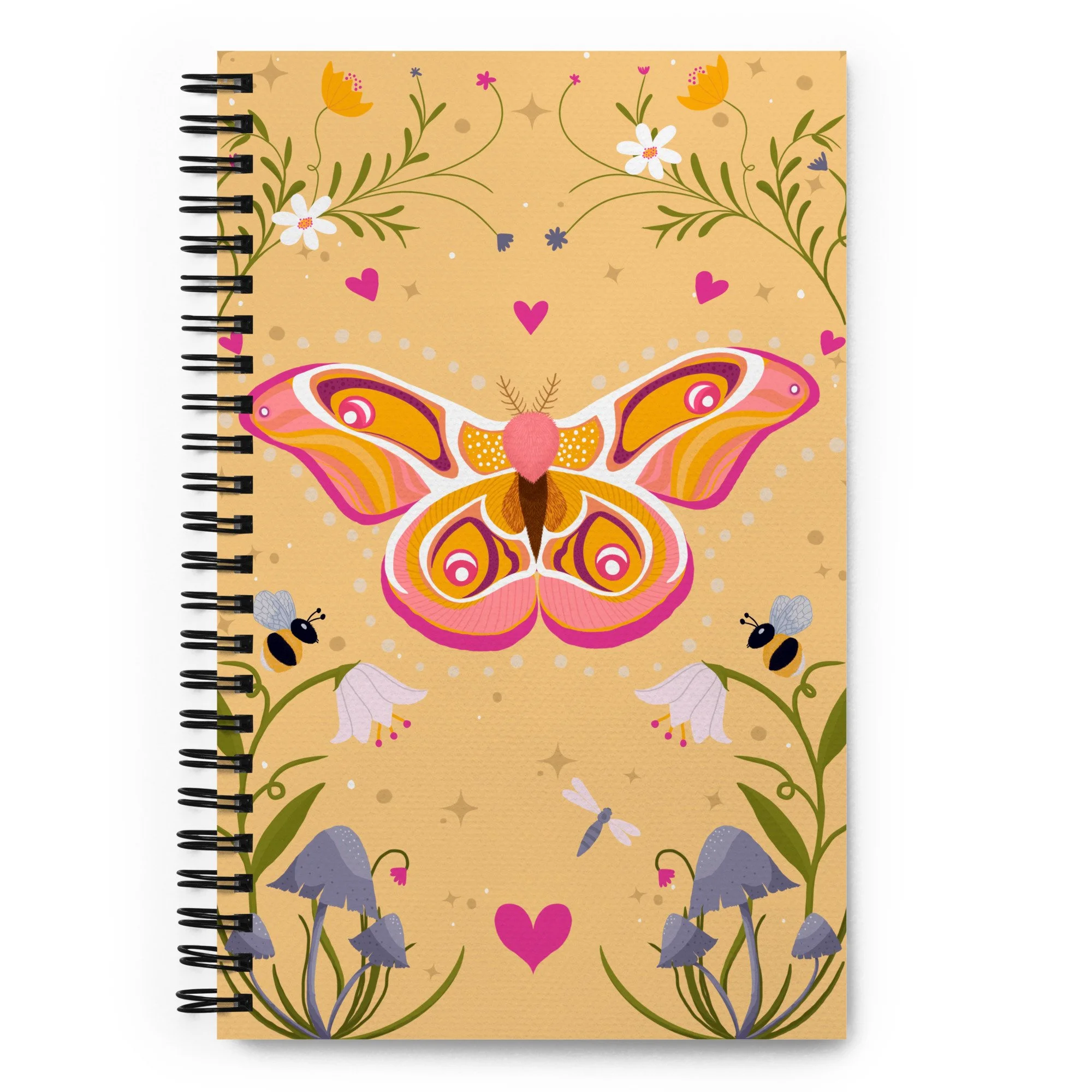 Moth in Enchanted Garden Spiral notebook