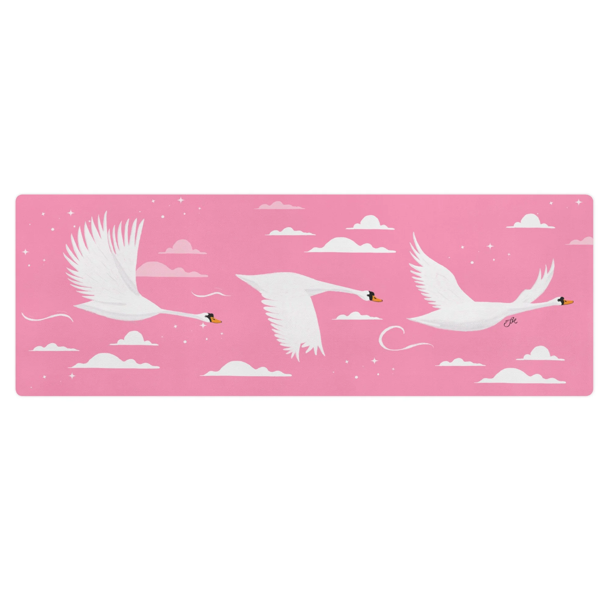 Flying Swans Yoga Mat, Pink