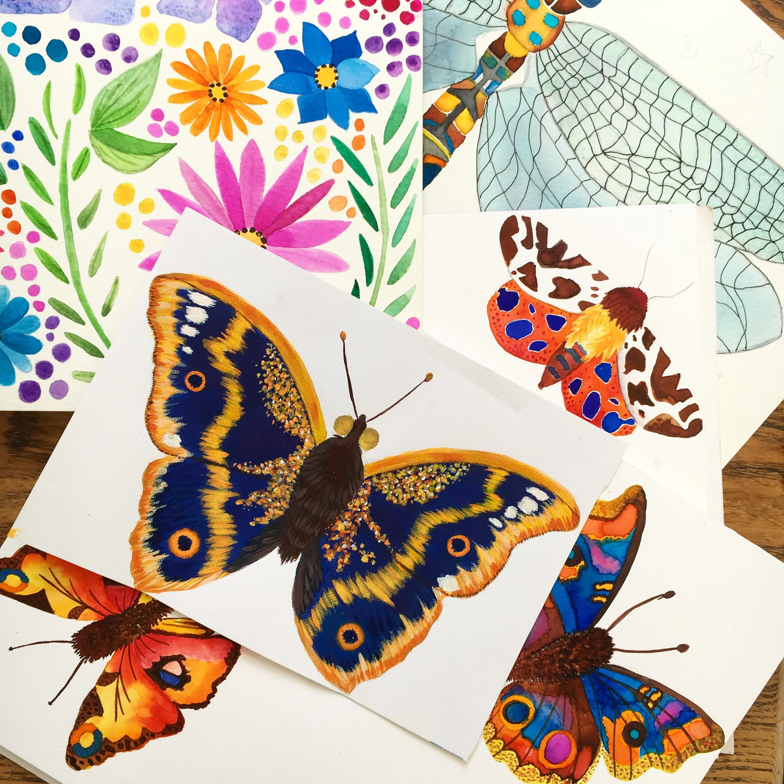Vibrant Watercolour and Acrylic Butterflies