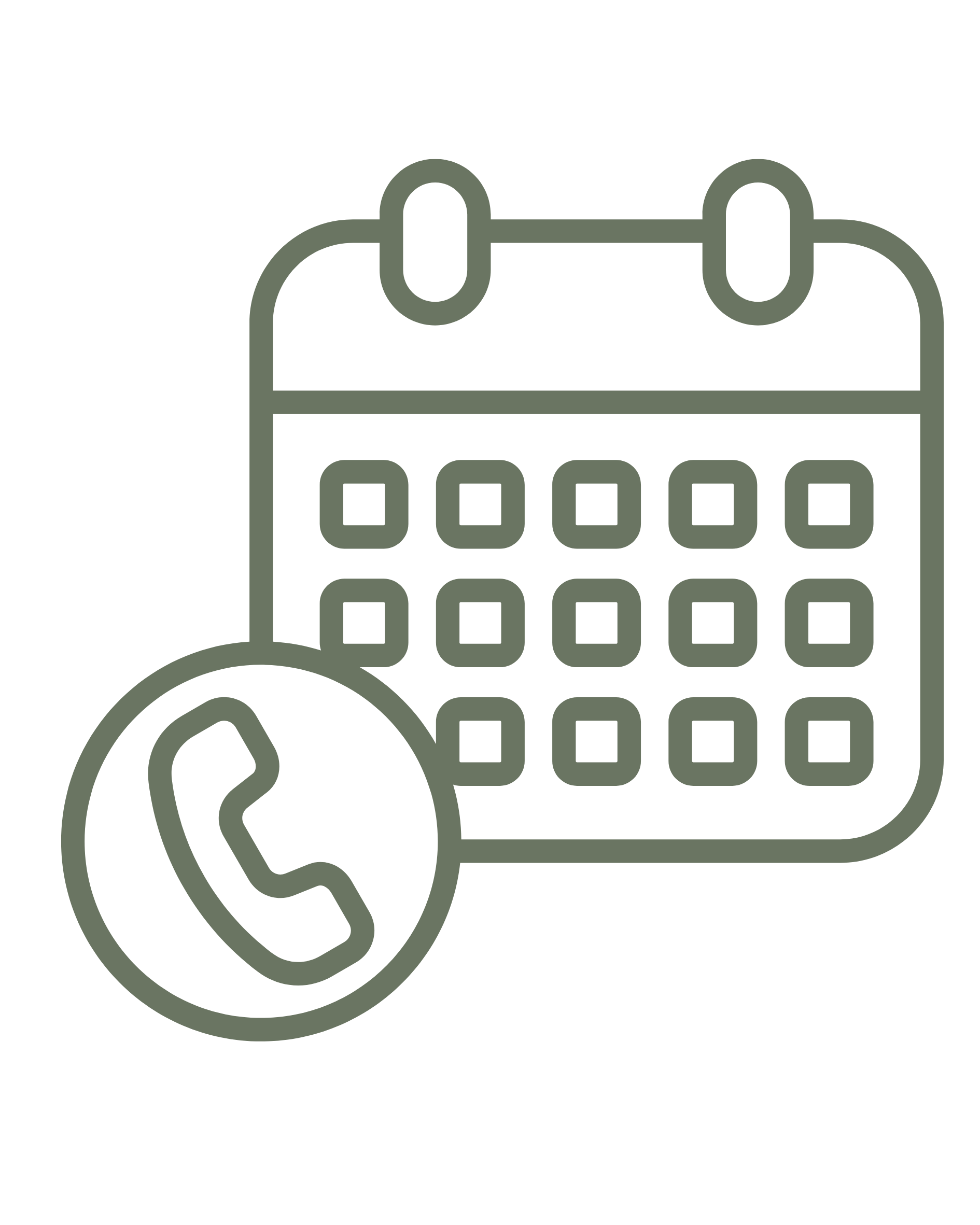 Line drawing of office supplies including a calendar, magnifying glass, pencil, and computer mouse on a black background.