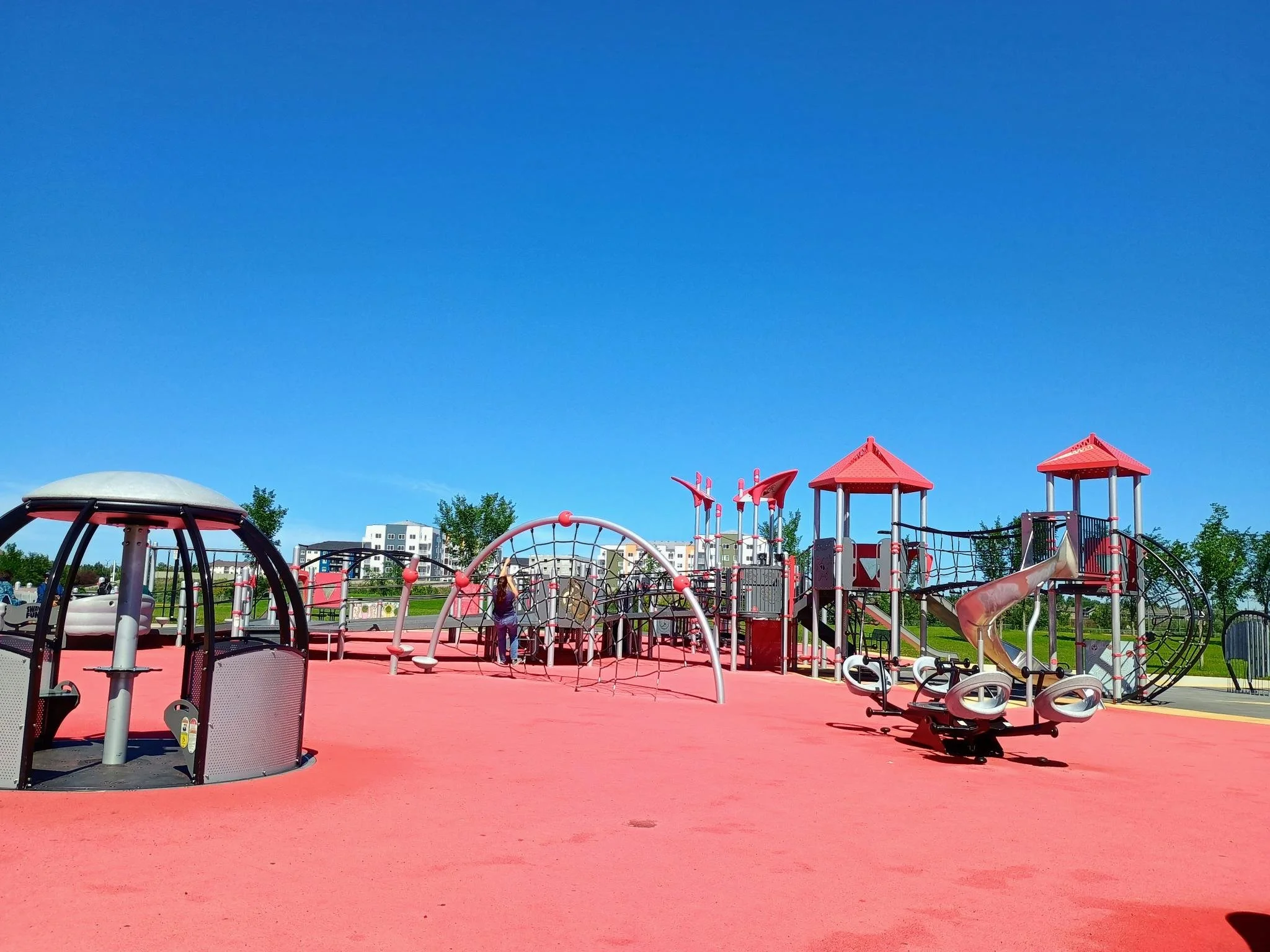 Inclusive playground sponsored by Canadian Tire Corporation and their franchisees. Playground is located in the Clarevew community of north Edmonton, Alberta