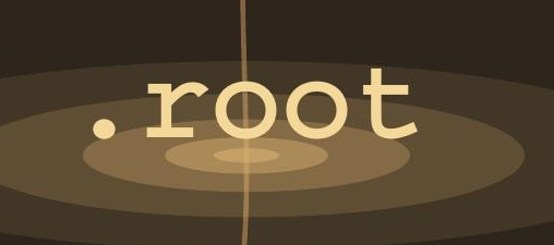 Close-up view of the word "root" on a brown background with a rippling water effect.