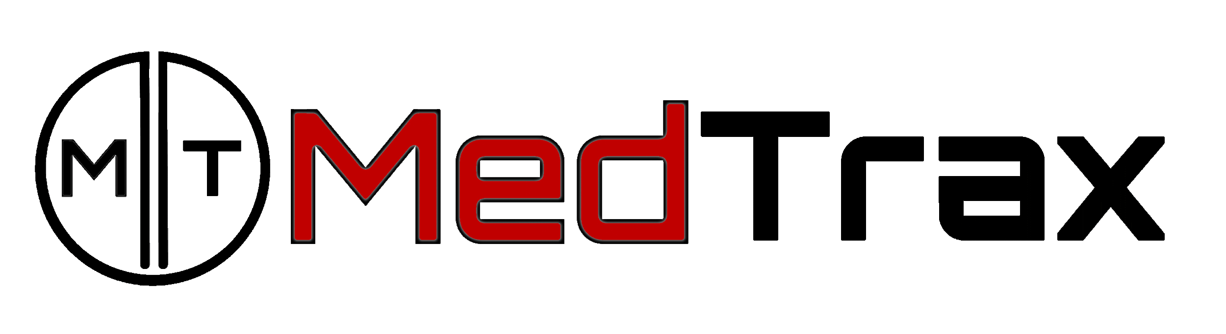 Logo with a black circle containing a medical cross and MT letters, followed by 'Med' in red and 'X' in black.
