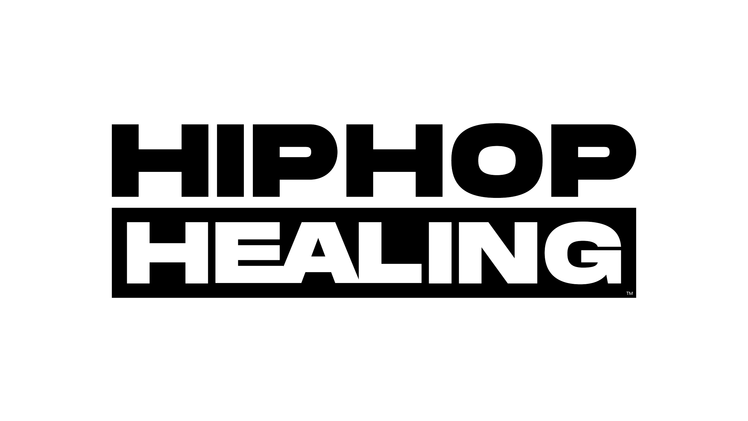 Black background with outlined text reading 'Hip Hop Healing' in large capital letters.