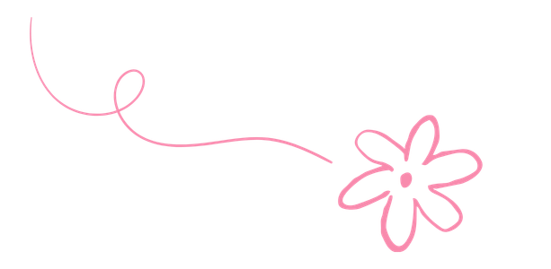 Pink line-drawn flower with a stem and petals.
