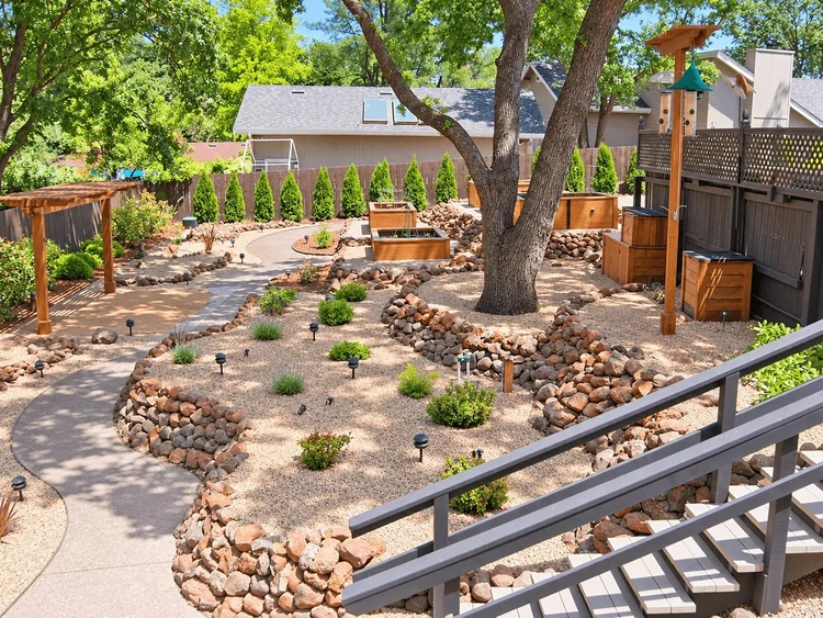 Moss rock retaining walls in Danville