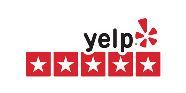 Yelp logo with a 5-star rating graphic and the text '5 Star Business'
