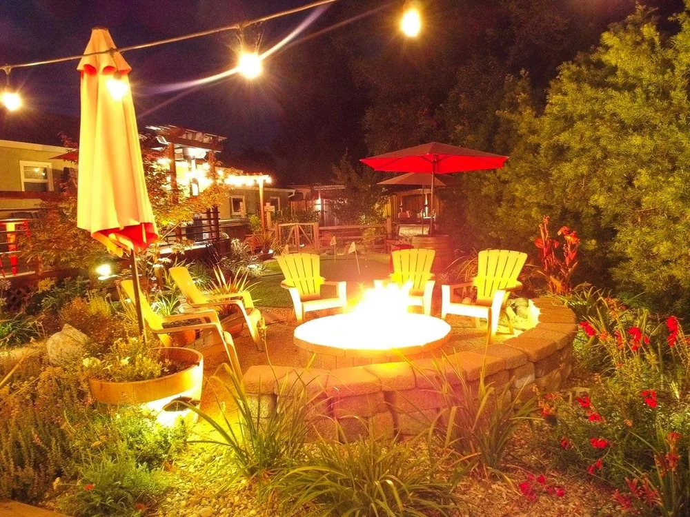A Castro Valley backyard fire pit, ready for cool evenings