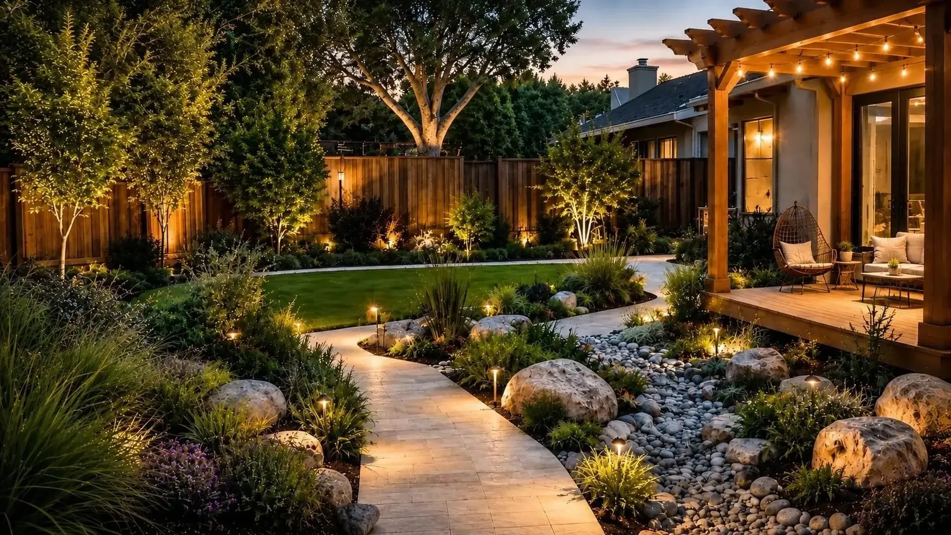 Custom 3D landscape design and outdoor living space in the East Bay